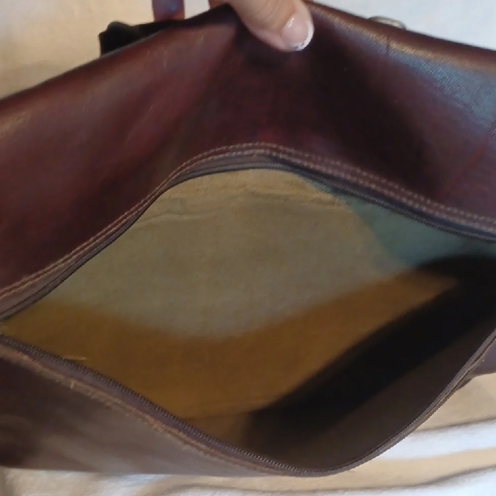 Vintage Brown Leather Messenger Bag Brief Case CUERO